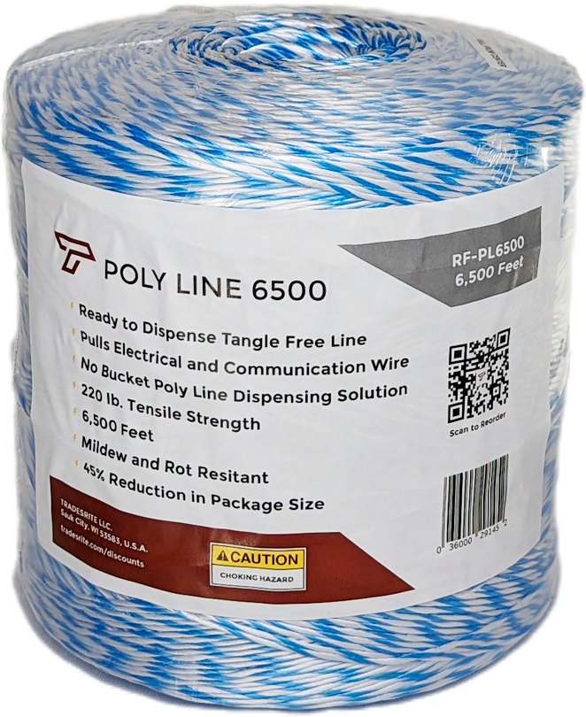 Pull Line PE 6,500 Feet for Low Voltage and Power Pulling Thru 220lbs