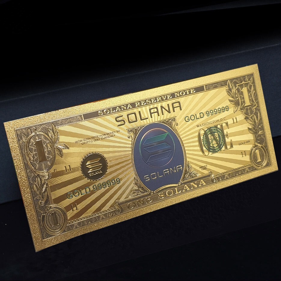 Solana Commemorative Gold Plated Reserve Note - Cryptocurrency SOL Ledger New