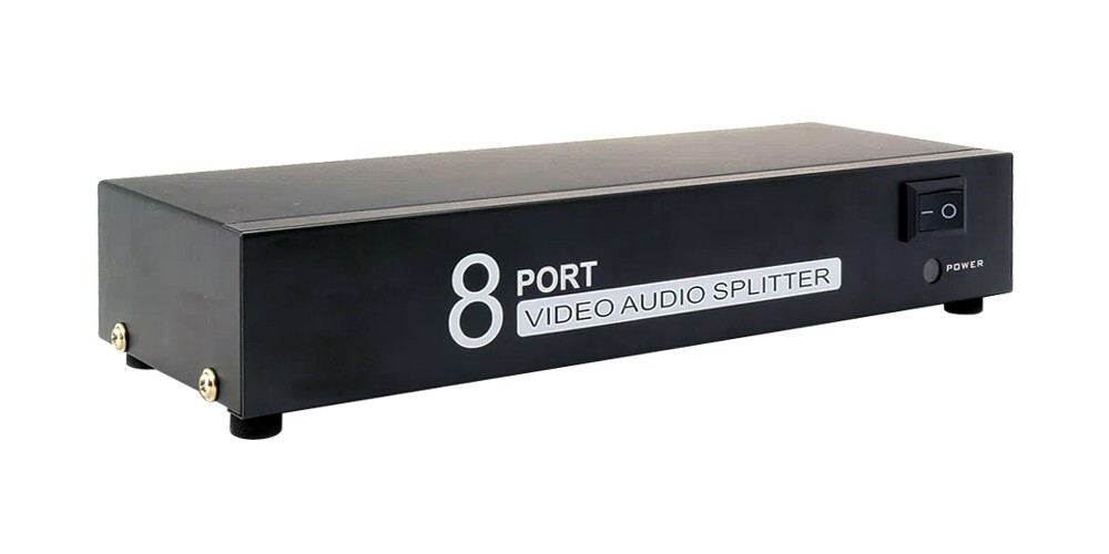 8-Port Active Composite RCA Video Audio Splitter Distribution Amp DC 9V