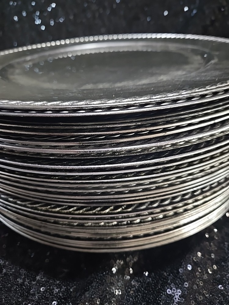 39pc 13" Round Solid Silver CHARGER PLATES Party Event Tableware Wedding Banquet