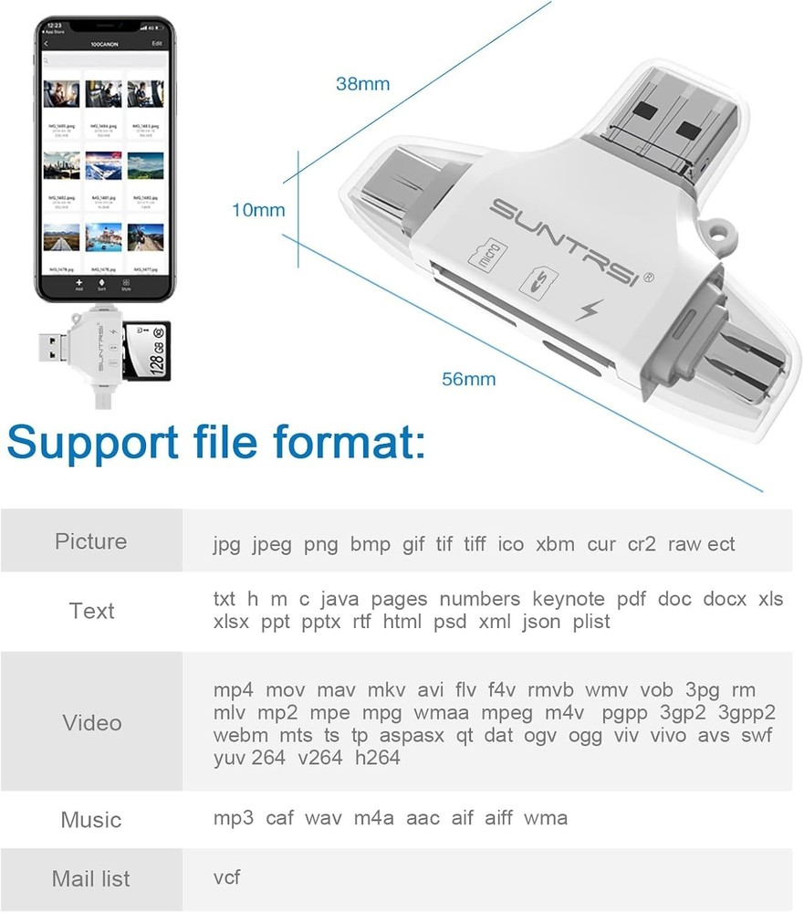 SD/Micro SD Card Reader for iPhone/ipad/Android/Mac/Computer/Camera,Portable ...