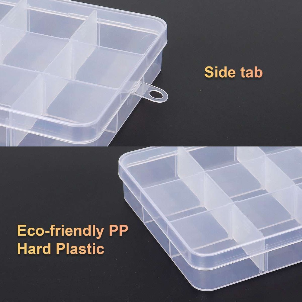 Clear Jewelry Box Plastic Bead Storage Container Adjustable Earrings Organizer