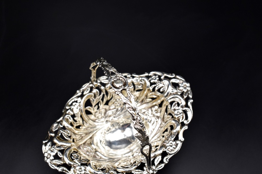 Victorian Sterling Silver Swing Basket Dish 1894