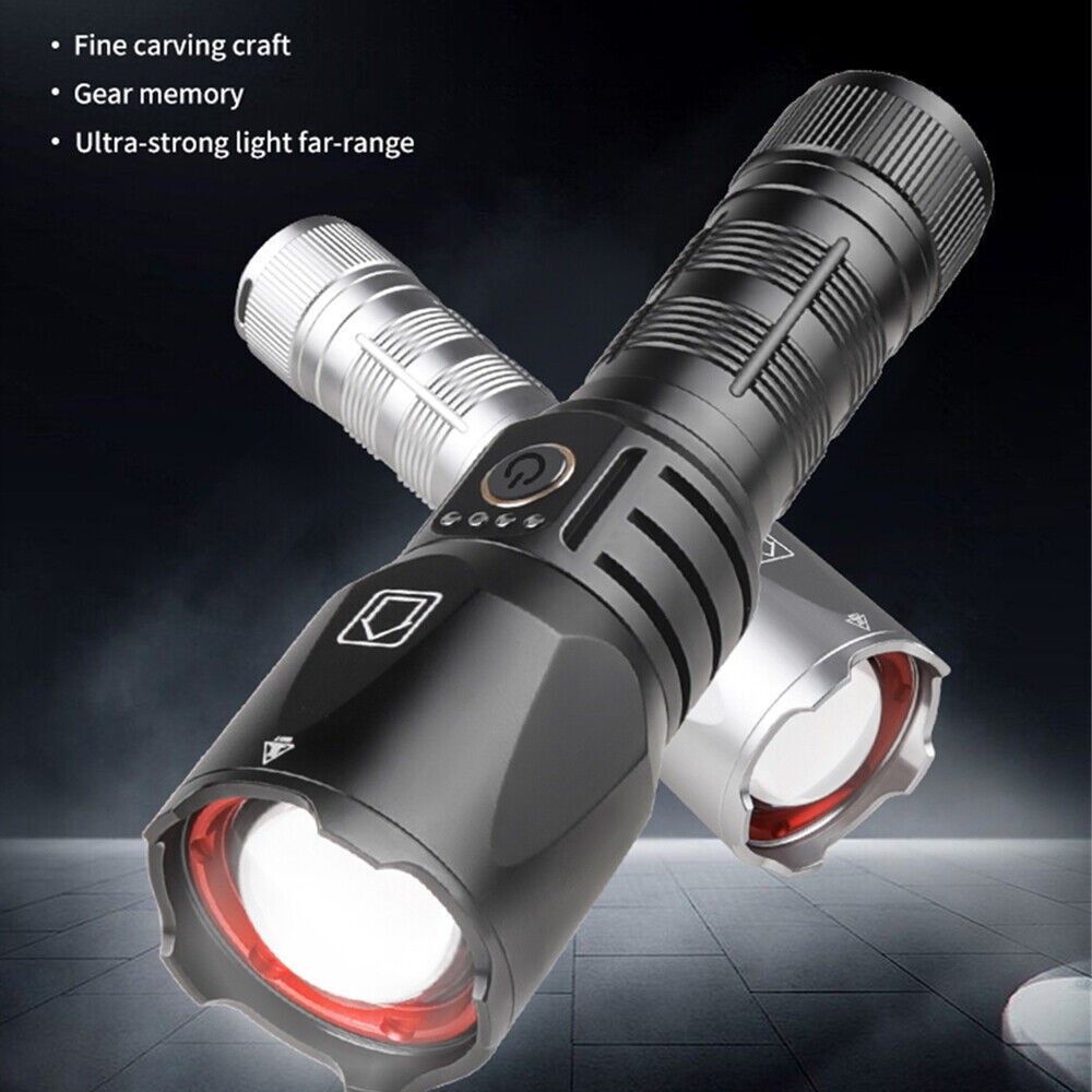 1PC Super Bright Spotlight Flashlight TYPE-C Charging LED Zoom Light Outdoor