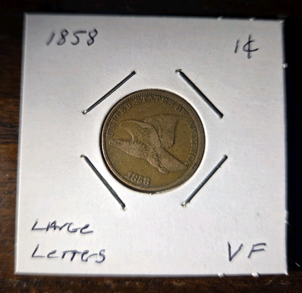 1858 Large Letters Flying Eagle Cent Coin VF