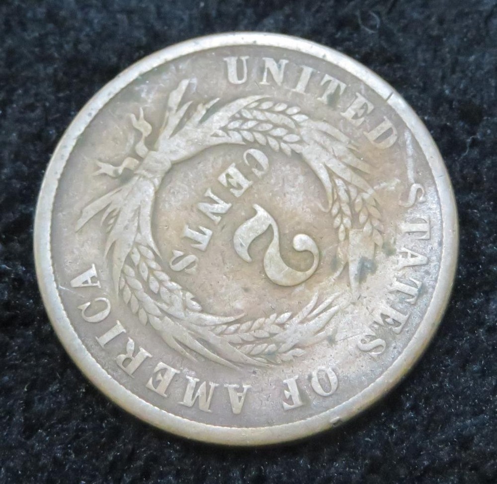 1864 Two Cent Coin * Rotated Die * Neat * 5590