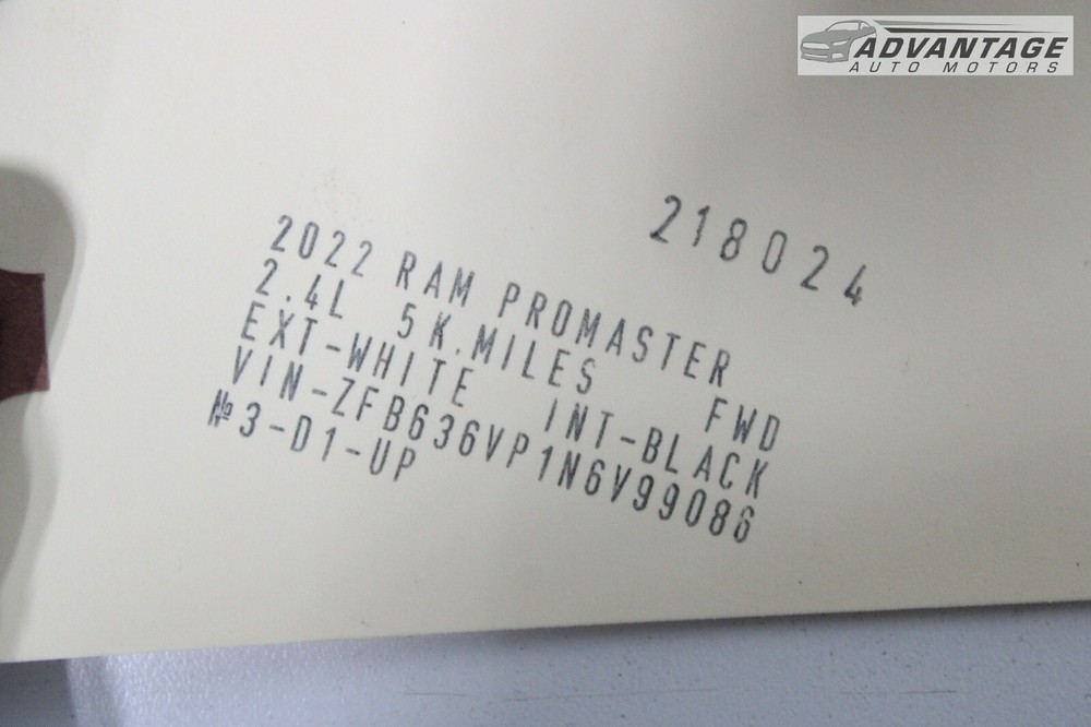 2021-2022 RAM PROMASTER CITY 2.4L ECM ENGINE COMPUTER MODULE BRAIN OEM