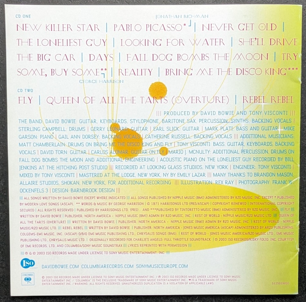 SIGNED David Bowie 'Reality' CD Inner Booklet (2003)