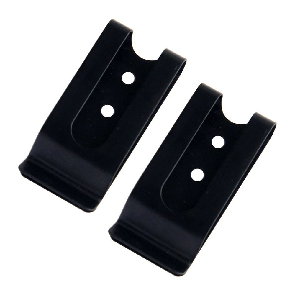 Practical Belt Clip Hook Securing Clip 2pcs Black Coated Finish Flat Base