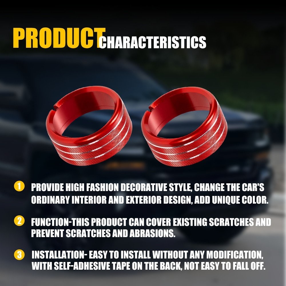 8pcs Center Control Switch Button Knob Ring Trim For 2014-2018 Chevy Silverado V