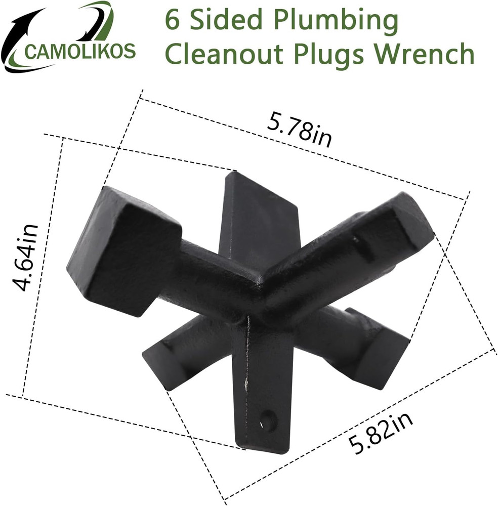 6 Sided Plumbing Cleanout Plugs Wrench Threaded Drum Trap Cleanout Tools For
