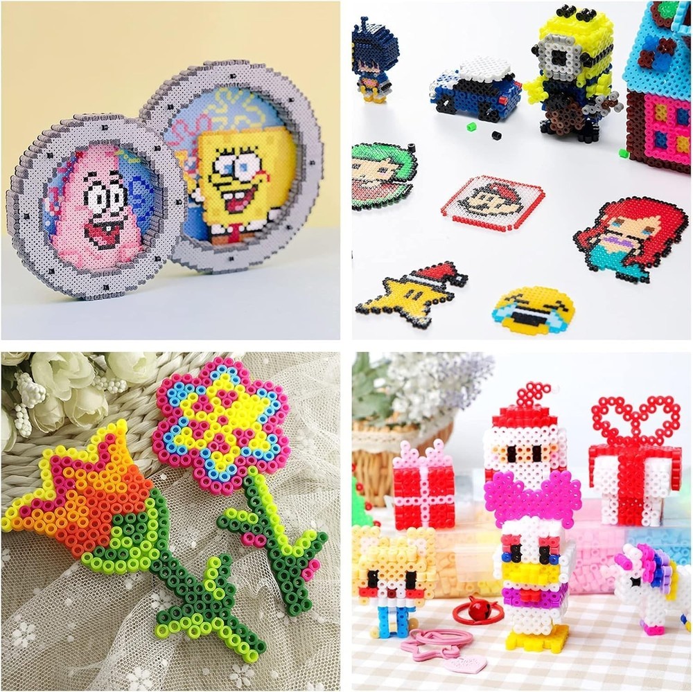 4-Pack Clear Fuse Beads Pegboards with Interlocking Design for Creative Projects