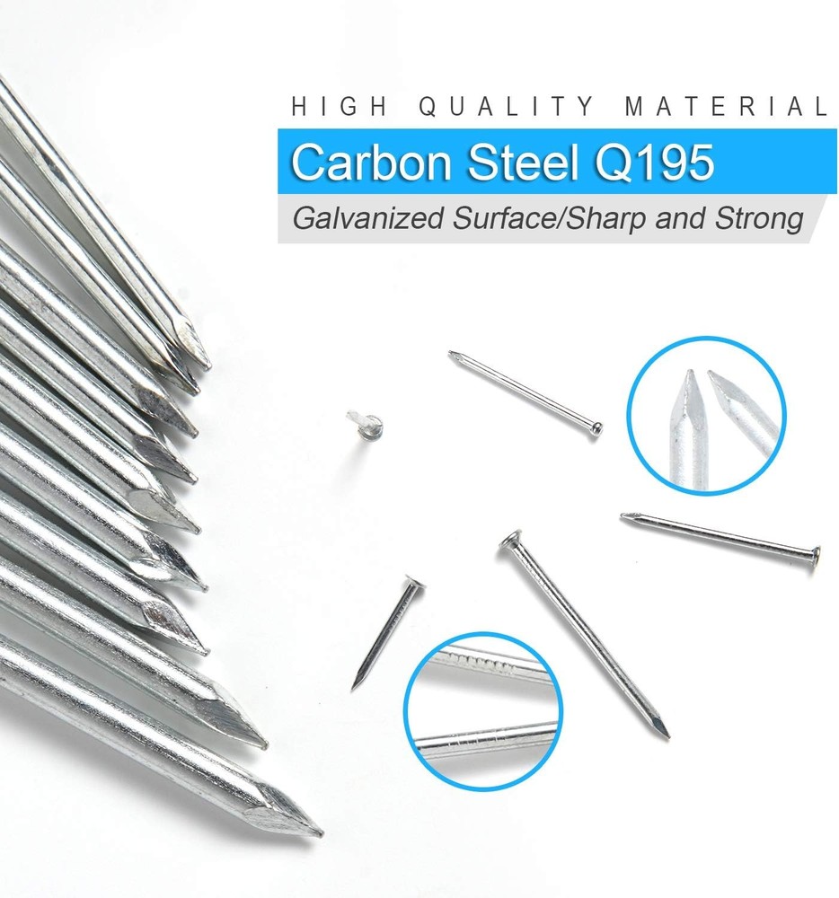 376pcs Premium Hardware Nails Assortment Kit, Maximum One Size, silver/gray