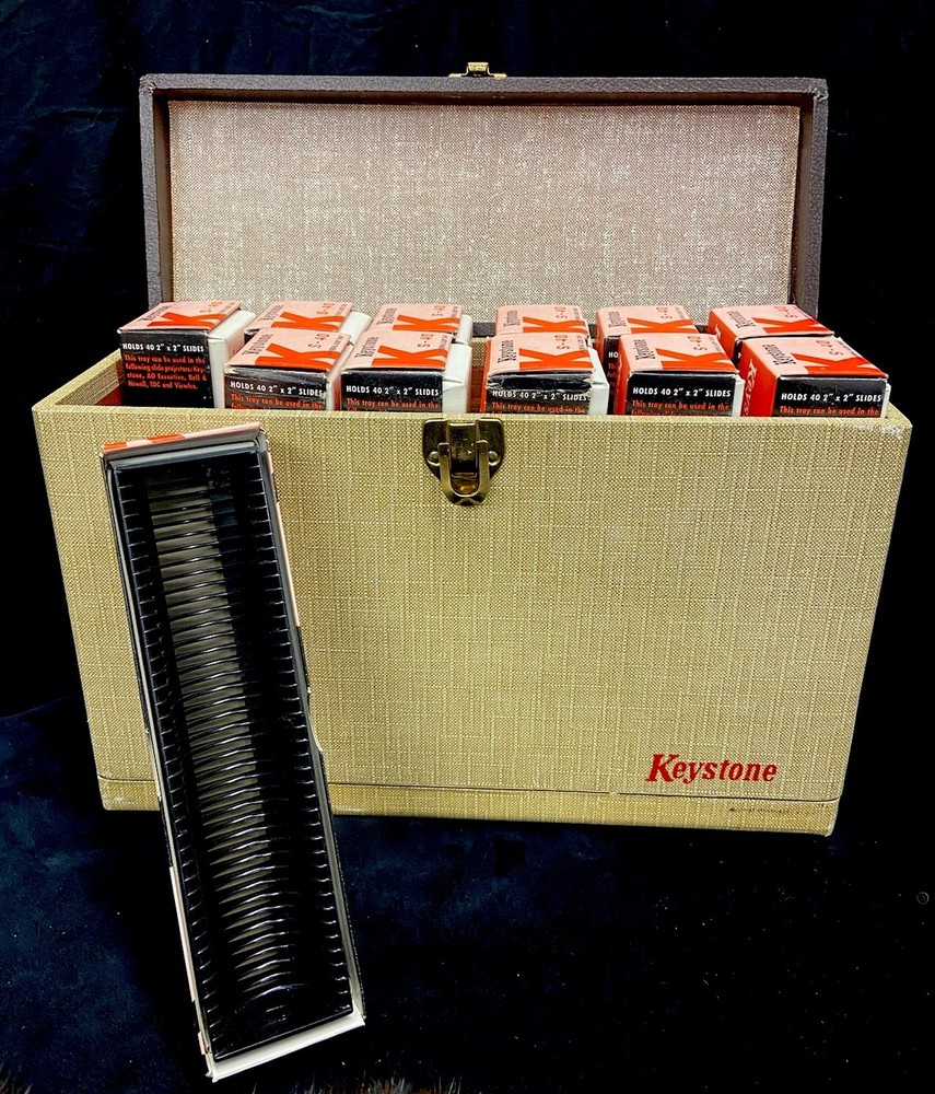 Vintage Keystone Hard Slide Protector Case And Slide Holders