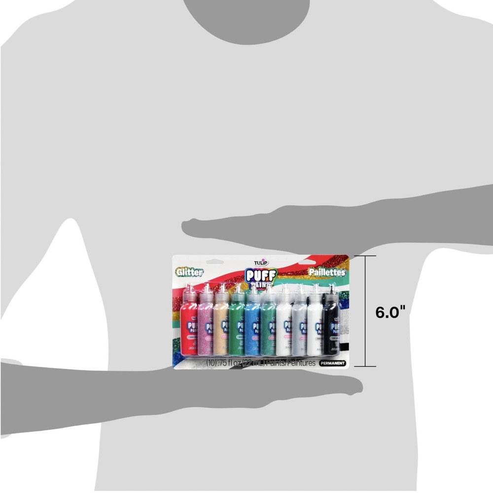 Glitter Puff Paint Pack, Permanent Multi-Surface Craft Paint for Drawing, Mar...