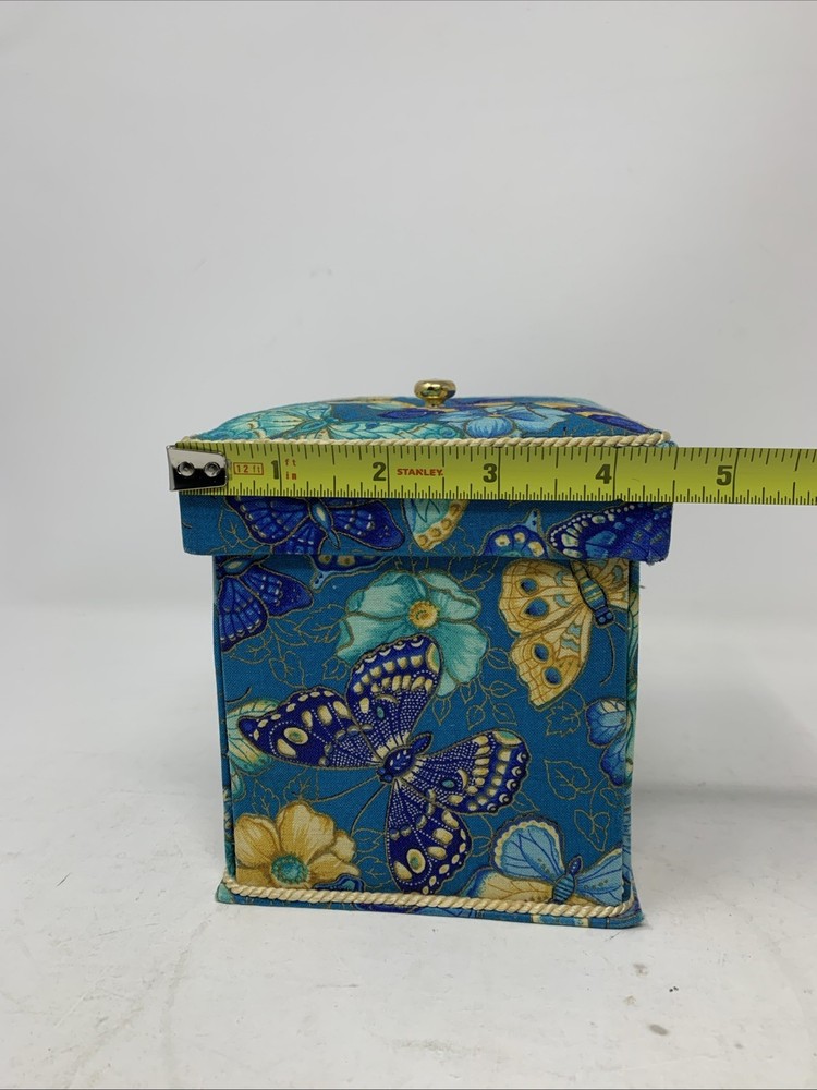 Vtg Small Cardboard Fold Up Butterfly Pattern Sewing Box