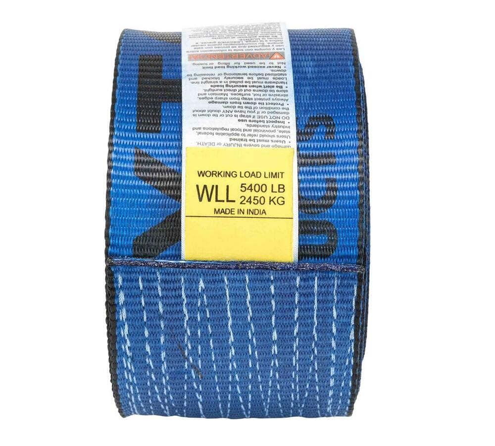 (4 Pack) 4" x 30' Winch Strap with Flat Hook - Blue