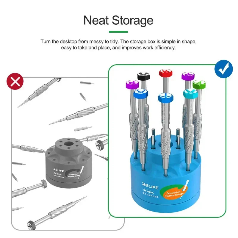 360° Rotatable Multi-functional Repair Tool Storage Rack Multi-hole Slot Storage
