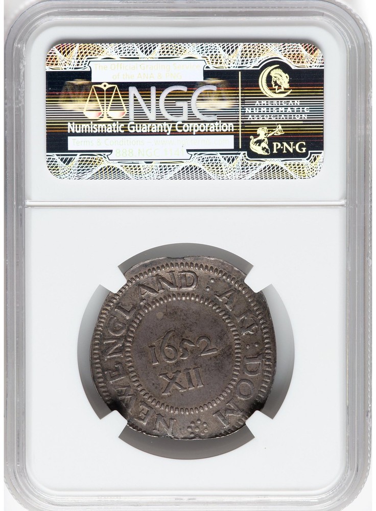 1652 PINE TREE SHILLING NGC MS 65+