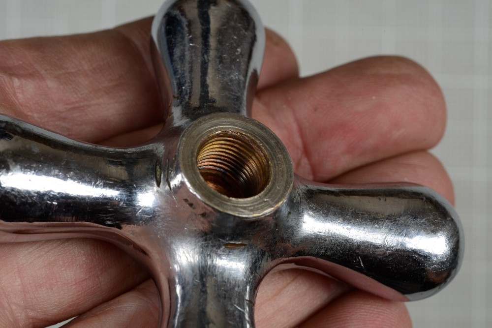 Vintage Original Solid Brass Cross Style Handles.
