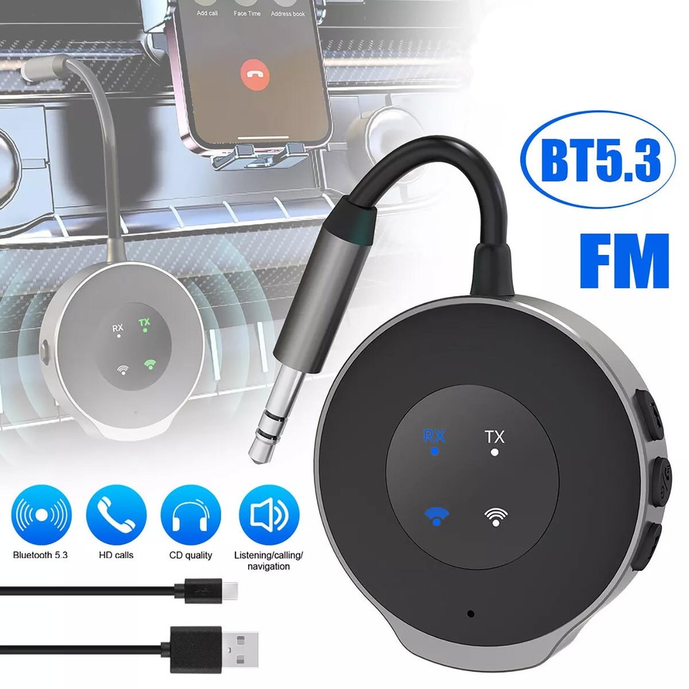 Bluetooth 5.3 Wireless Transmitter Receiver for Car Home TV Aux Audio Adapter