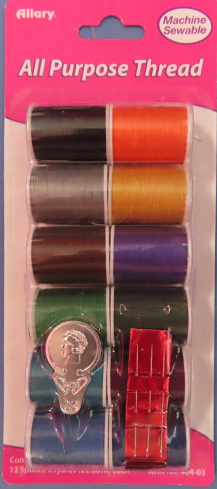 Allary All Purpose Thread Machine Sewable 12 spools assorted colors #404-03