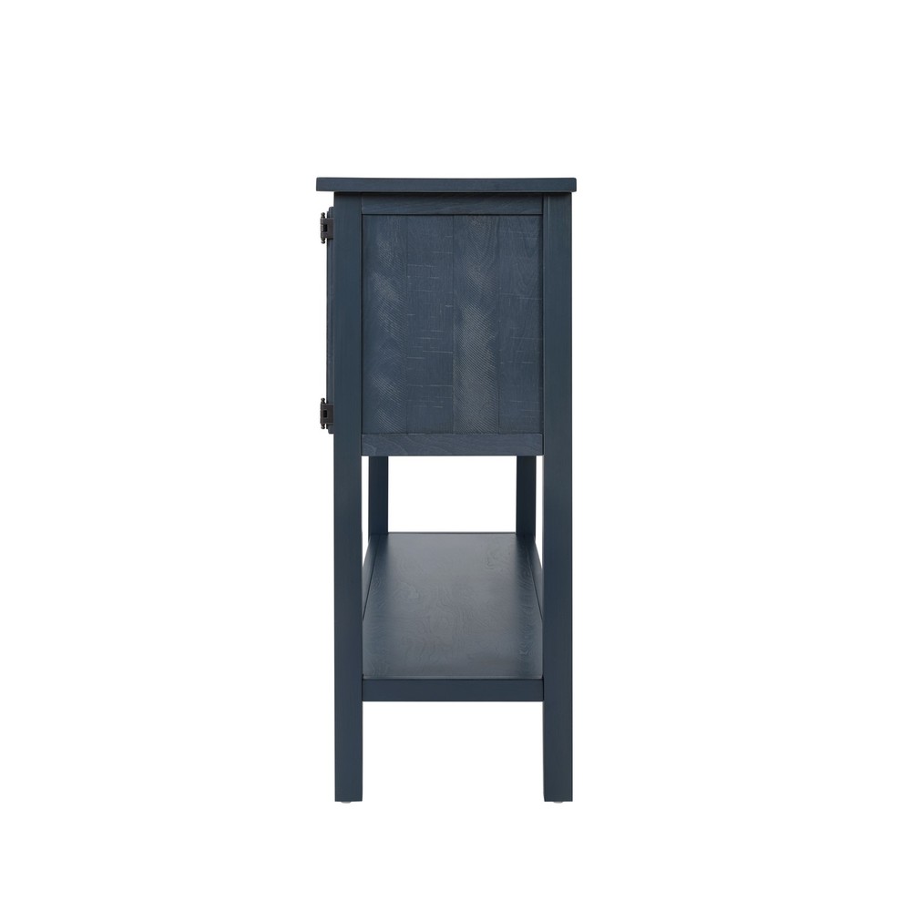 Solid Wood Sideboard Console Table w/ 2 Drawers, Cabinet, Navy Blue