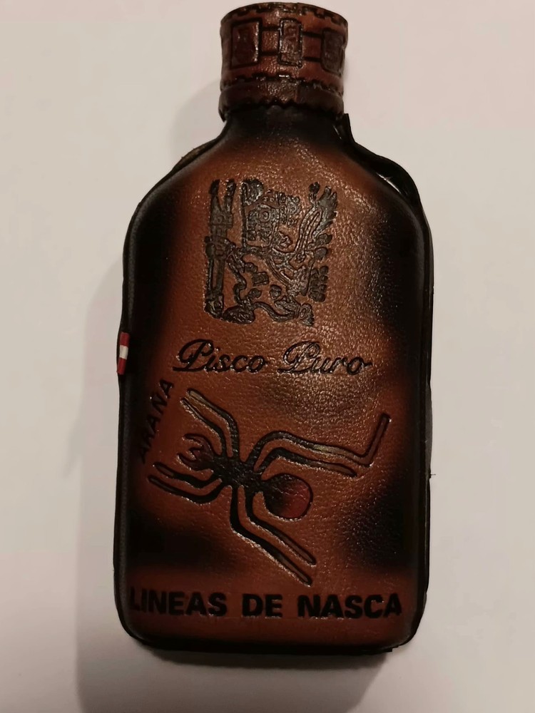 Peru TUMI PERU Pisco Puro Leather-wrapped Liquor Bottle Empty