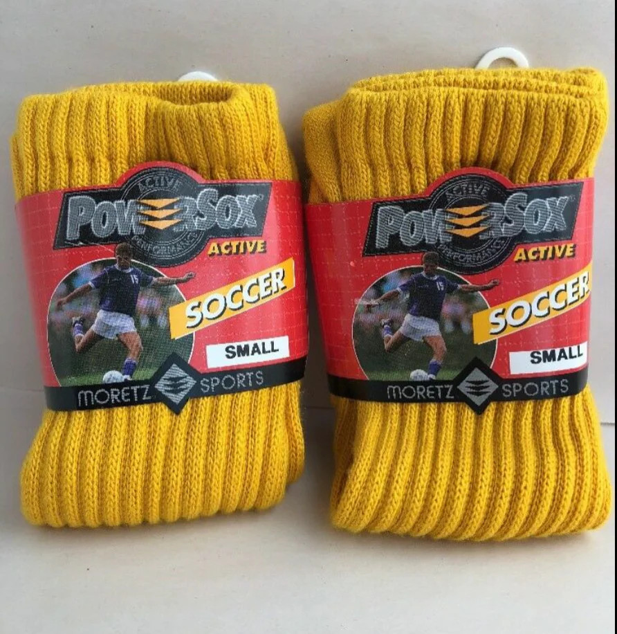2 (Two) Pair PowerSox Moretz Soccer Socks Gold Size Small NWT