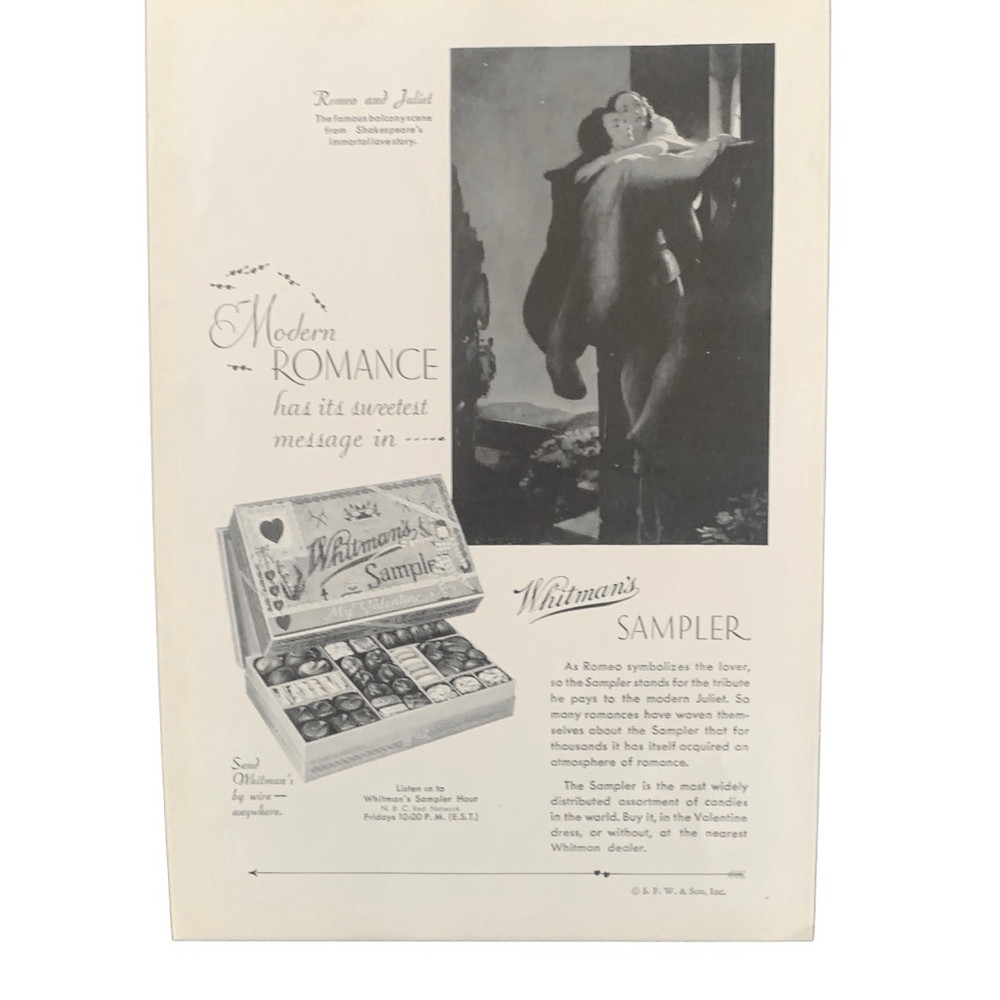Vintage 1932 Whitman’s Sampler Modern Romance Ad Advertisement