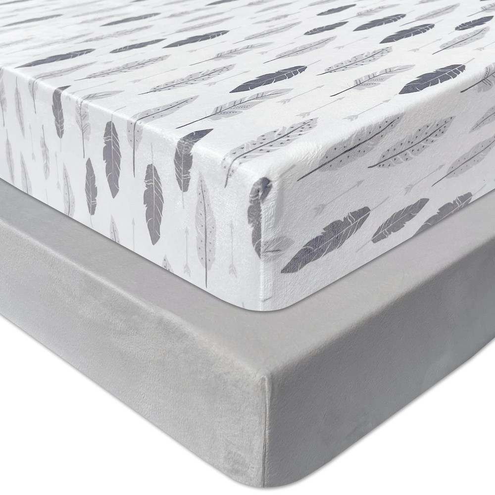 2 Pack Microfleece Crib Sheets, 28'' X 52'' Flannel Fleece Crib Fitted Sheets...