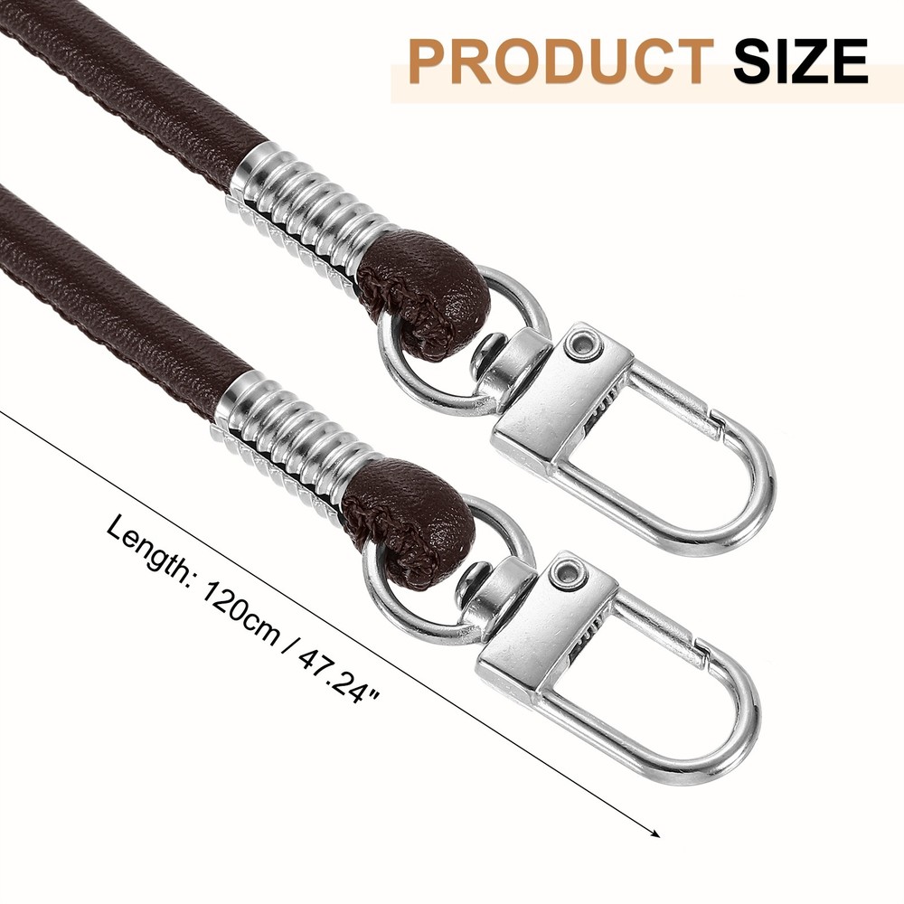 Crossbody Replacement Chain Strap, 120cm Thin Soft PU Strap (Dark Brown)