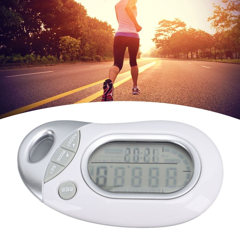 Walking Pedometer Electronic 3D Sensor High Accuracy White Step Counter