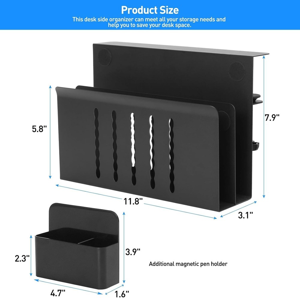 MAXECHO Desk Side Storage, Under Laptop Mount, Table Double-deck, Black