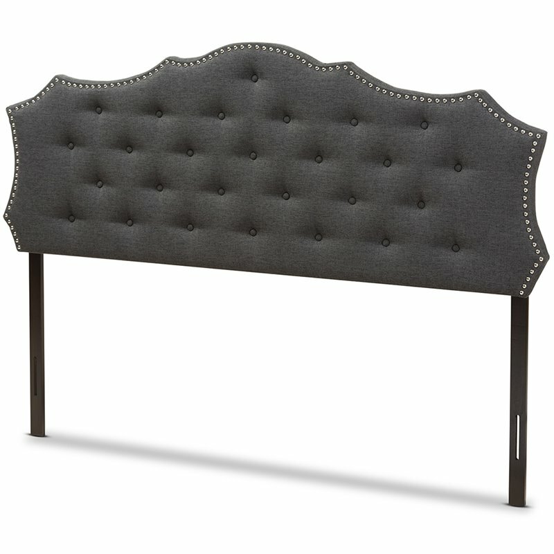 Bowery Hill Modern Fabric Tufted King Panel Headboard in Gray