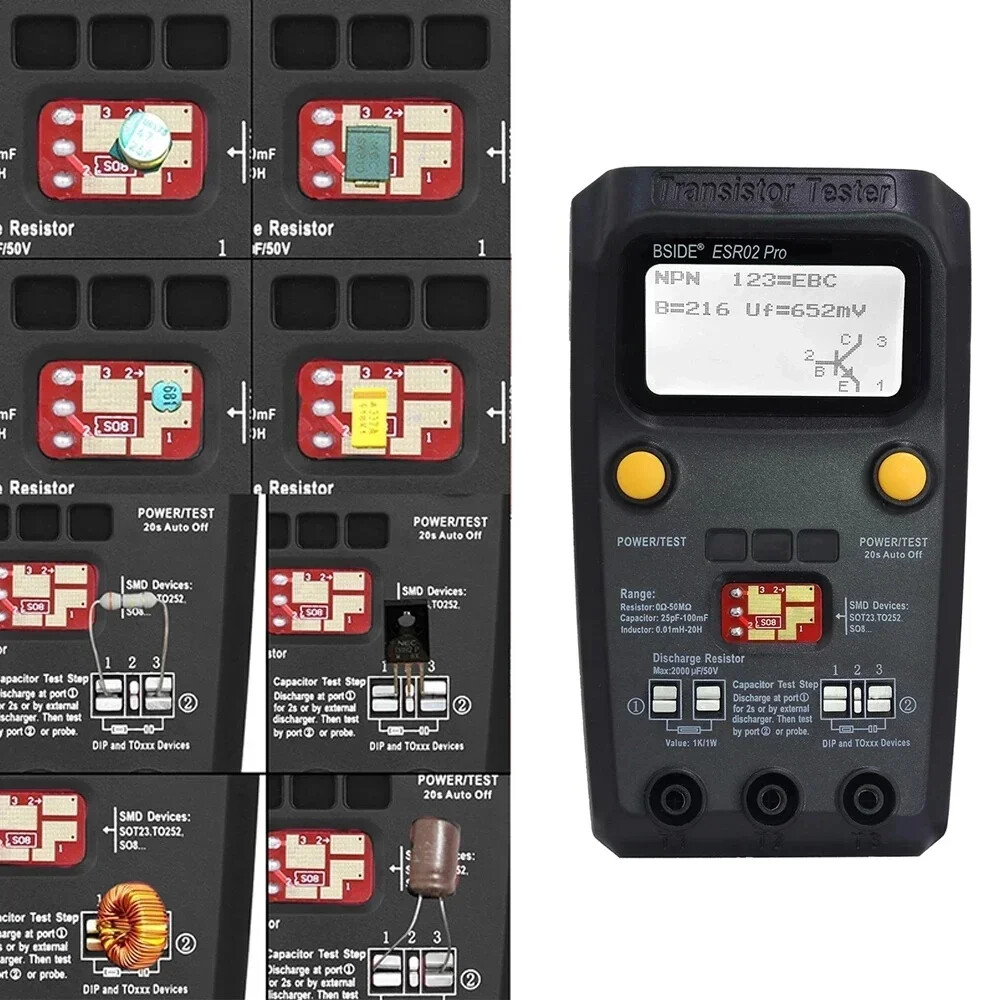 Transistor ESR/SMD Tester Smart Diode Triode Capacitance Resistor LCD Meter Test