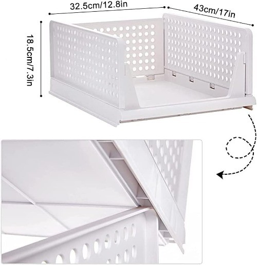 Stackable Organizer, 8 Pack Collapsible Plastic Wardrobe