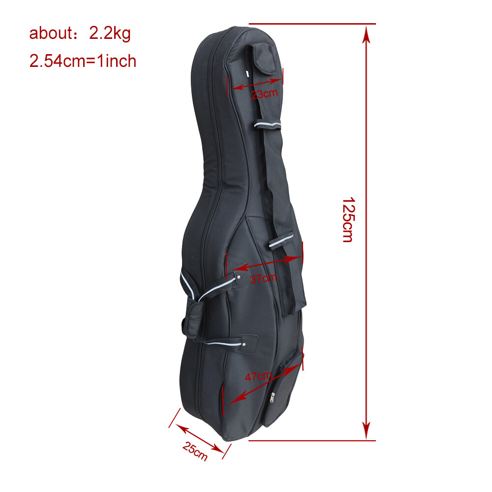 Advanced Black Cello Case 4/4 Soft Bag with Multiple Pockets Strong Bag