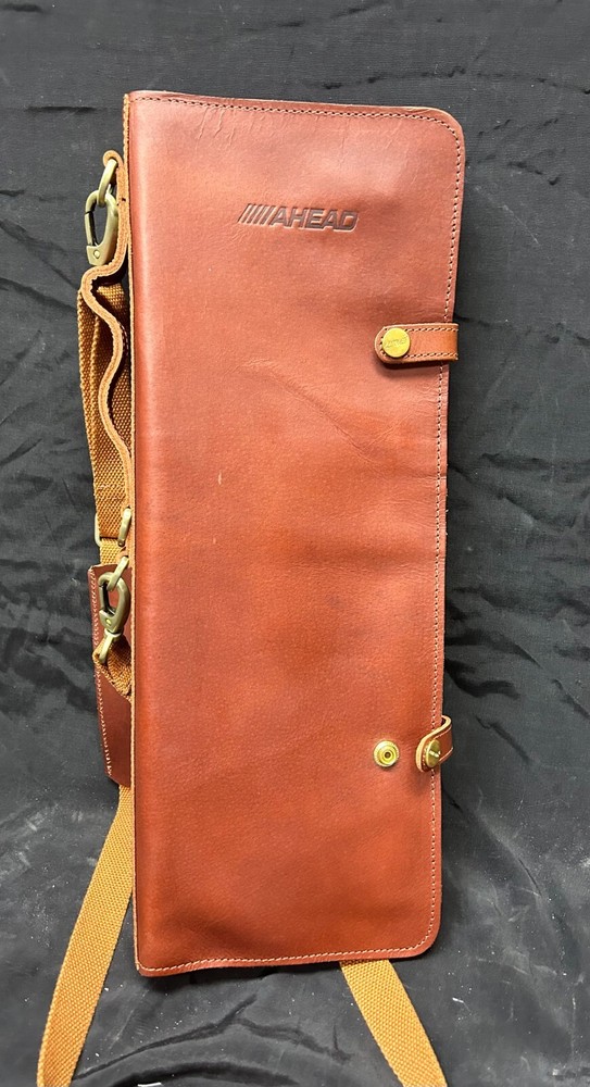 AHEAD TAN LEATHER DRUM STICK CASE (WITH DRUM KEY HOLDER)