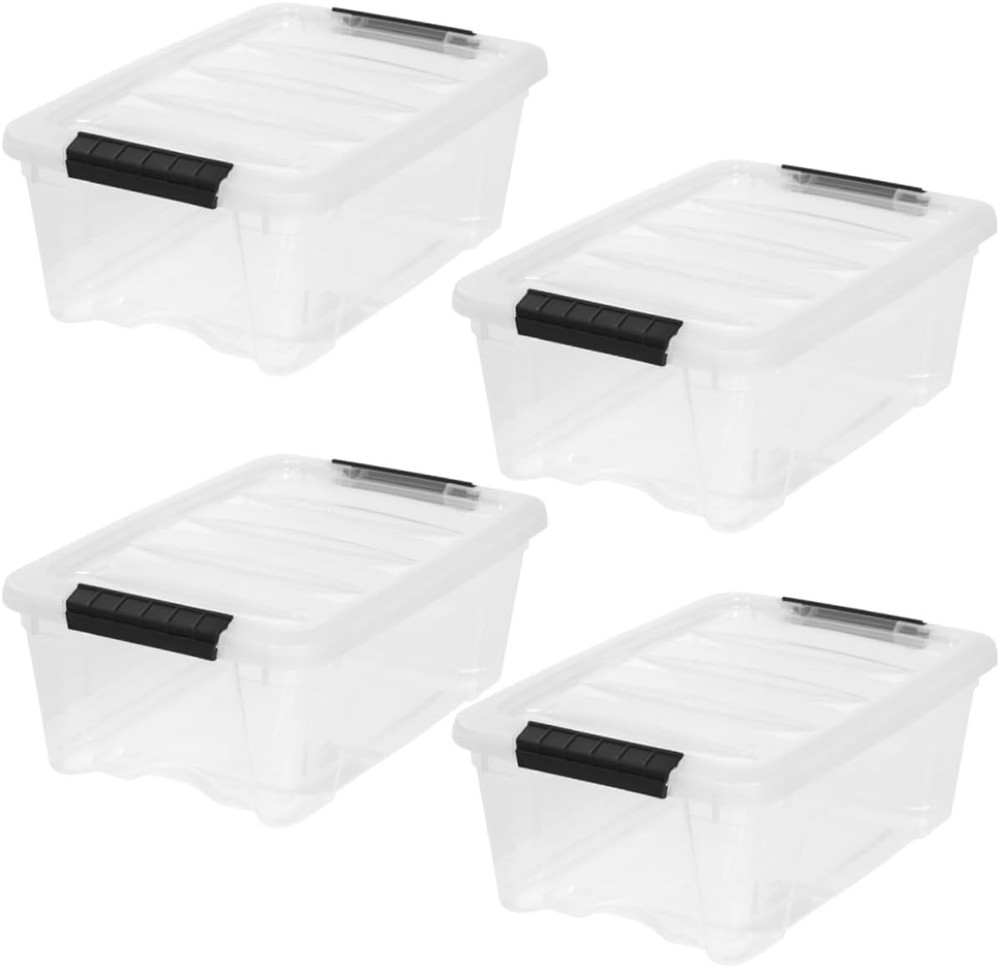 4-Piece Lidded Storage Container Set, 13-Quart Capacity,