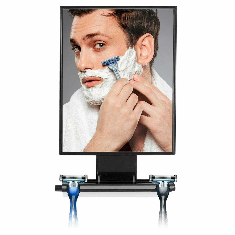 Fogless Shower Shaving Mirror Razor Holder Squeegee and Organizer