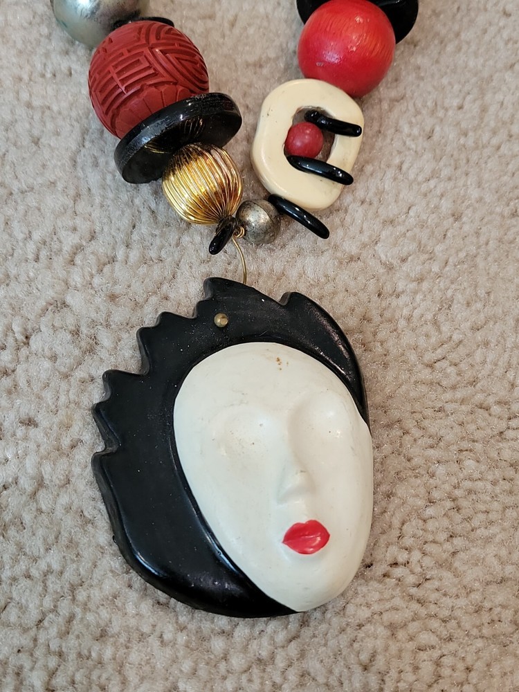 VINTAGE HANDMADE MIXED MEDIA NECKLACE UNIQUE