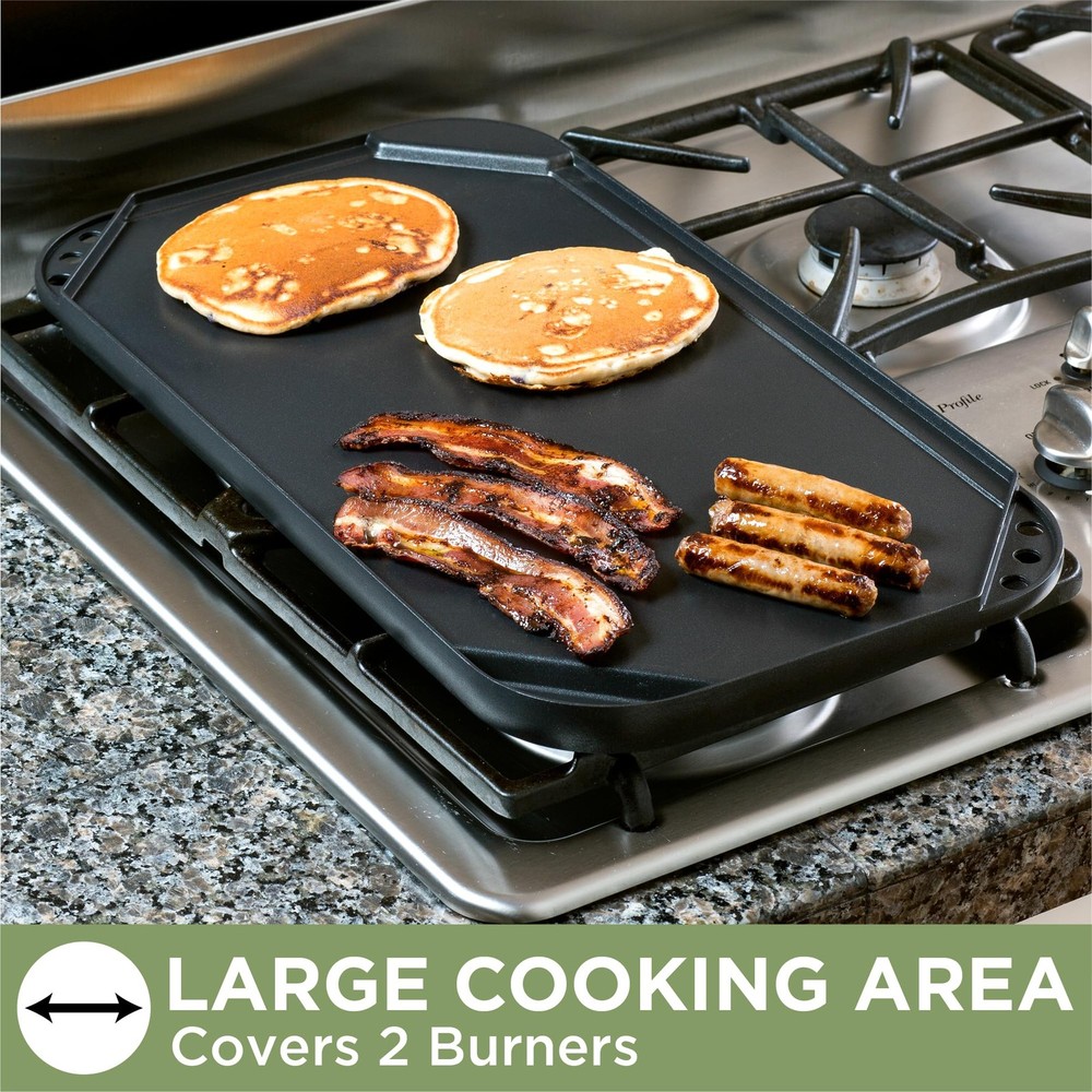 Reversible Double Burner Griddle Grill Pan Nonstick