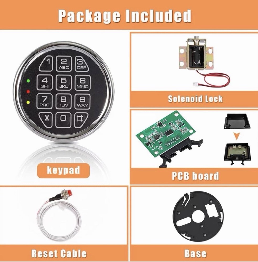 Gun Safe lock Replacement Black Keypad with Solenoid Safe Electronic Lock