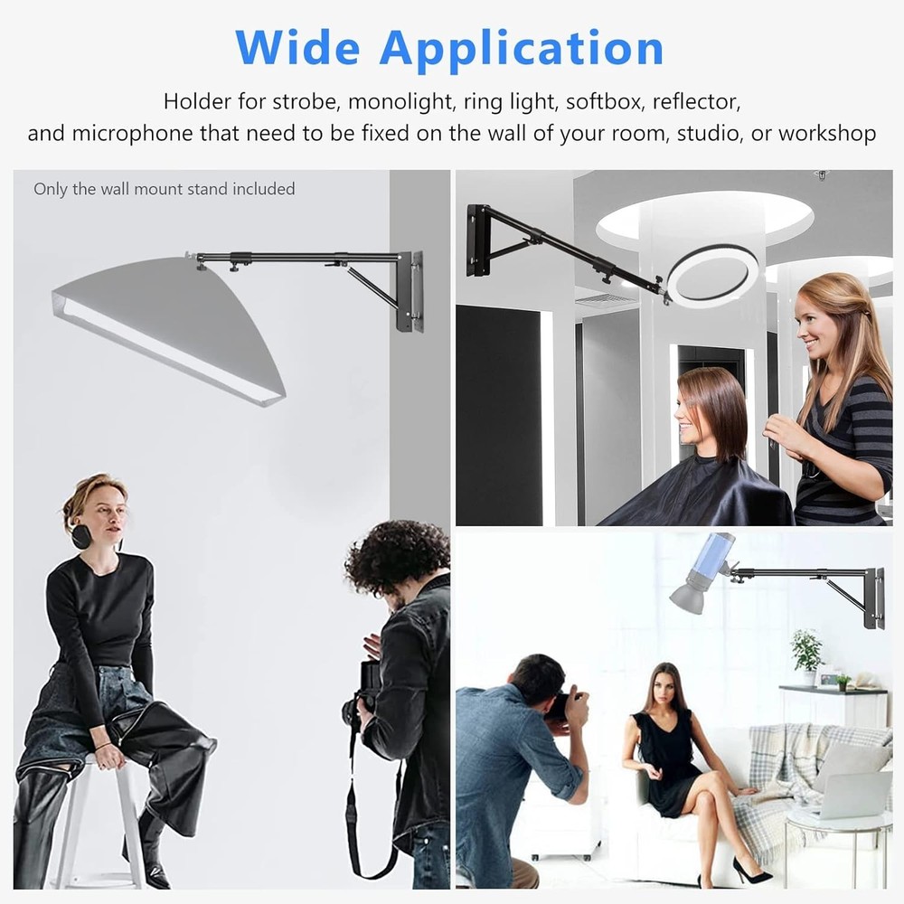 Ring Light Wall Mount with Triangle Base, 51Inch/130Cm Length Adjustable Support