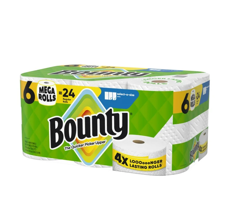 Paper Towels Select-A-Size White, 6 Mega Rolls, 164 Sheets Per Roll