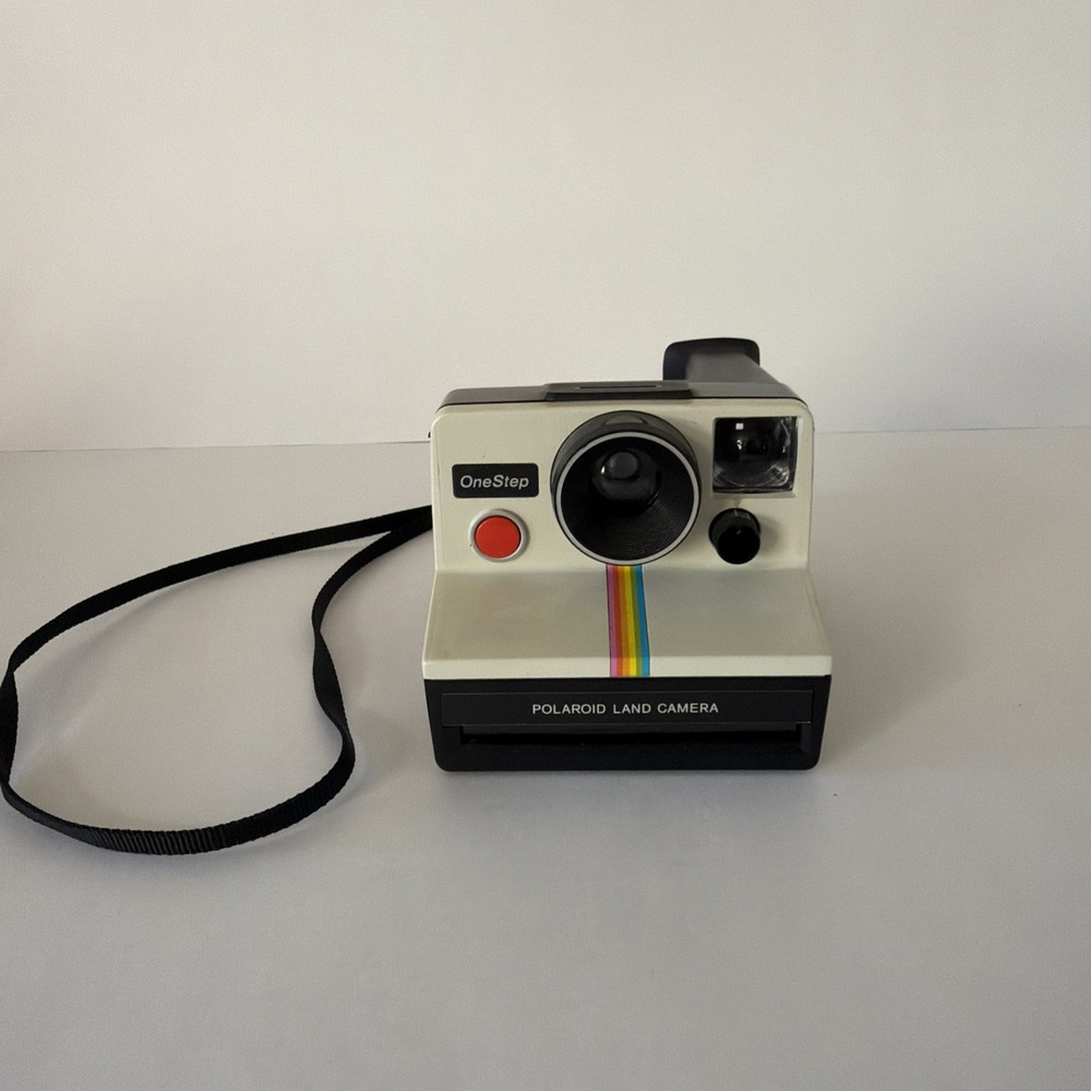 Polaroid One Step Land Camera Rainbow Stripe with Strap Vintage - Untested
