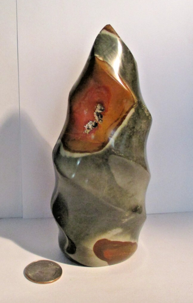 Polished Polychrome Jasper Standing Stone Fire Flame 6" 570 Grams