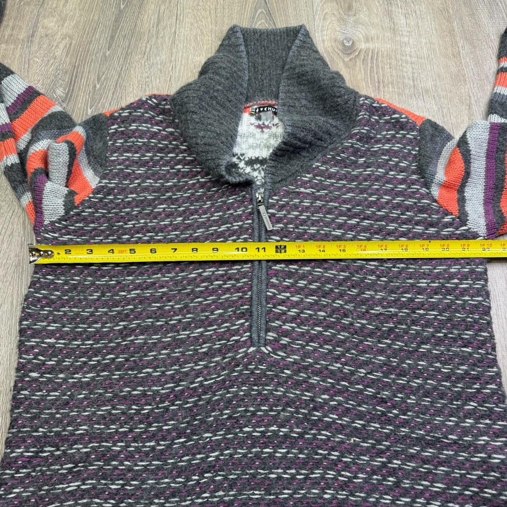 Smartwool Womens Gray Aztec Chup Potlach Quarter-Zip Pullover Sweater Size L