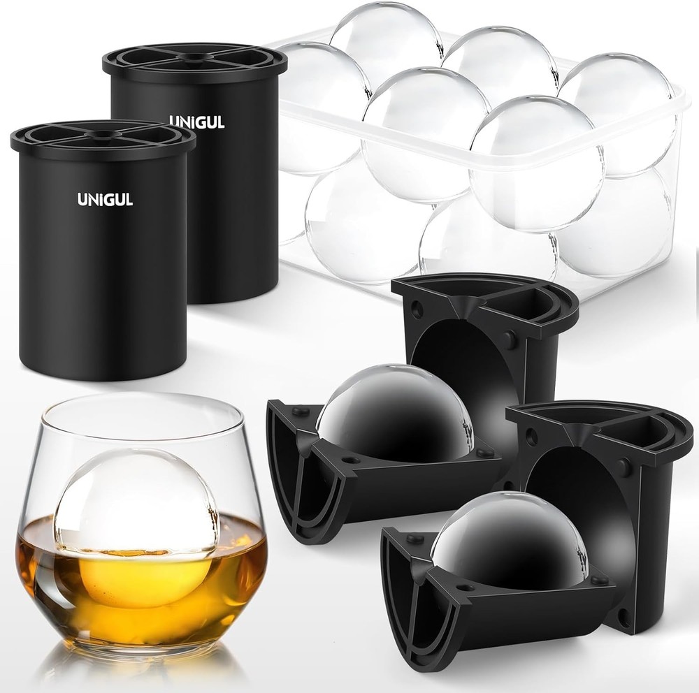 Clear Ice Cube Maker Non-BPA Premium Silicone Mold 2.5" Easy-Release Sphere